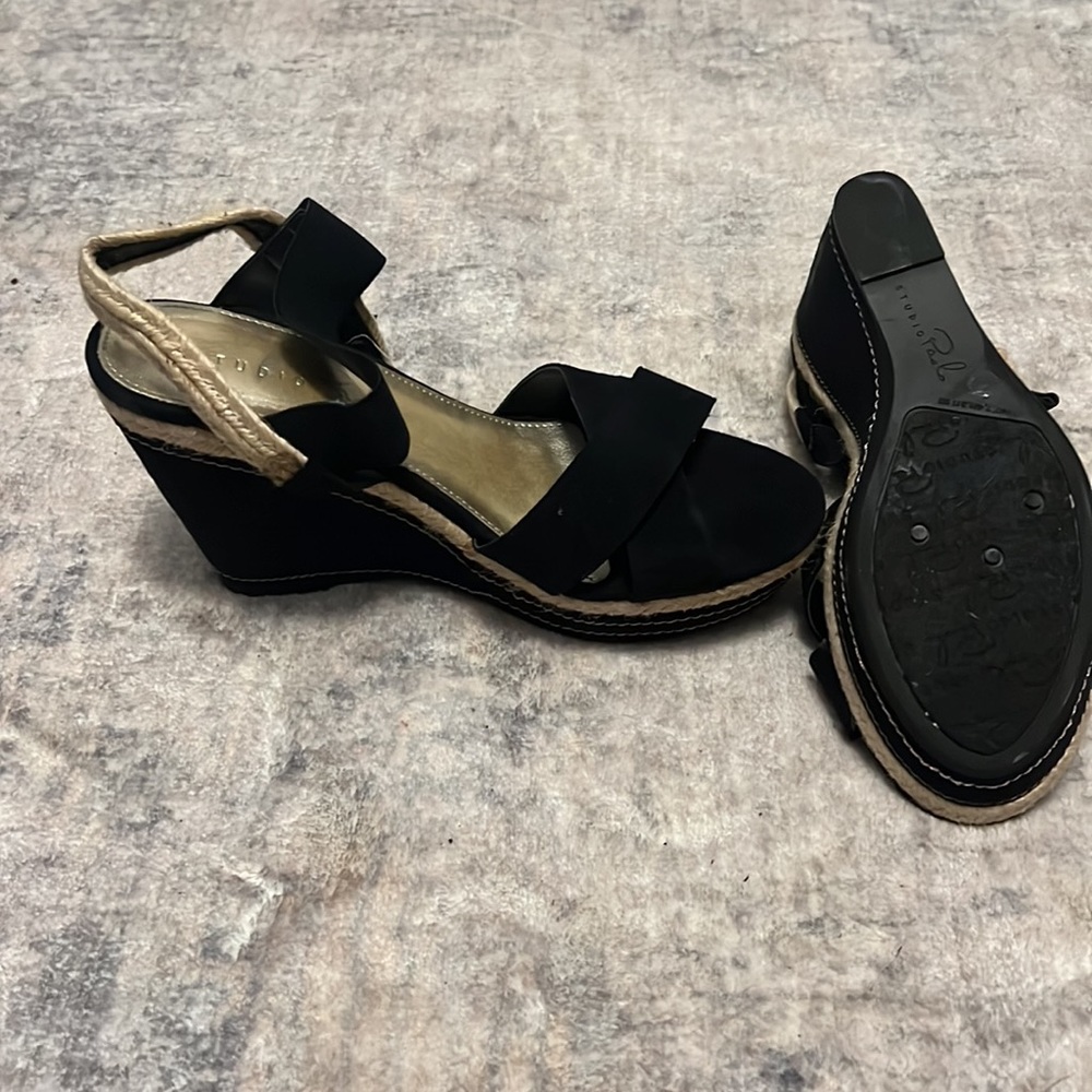 Studio Paolo black strap wedge - size 10- brand new